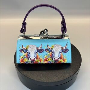 Mini Coin Purse TikTok Lipstick Kiss Clasp Floral Cows Print Small Bag